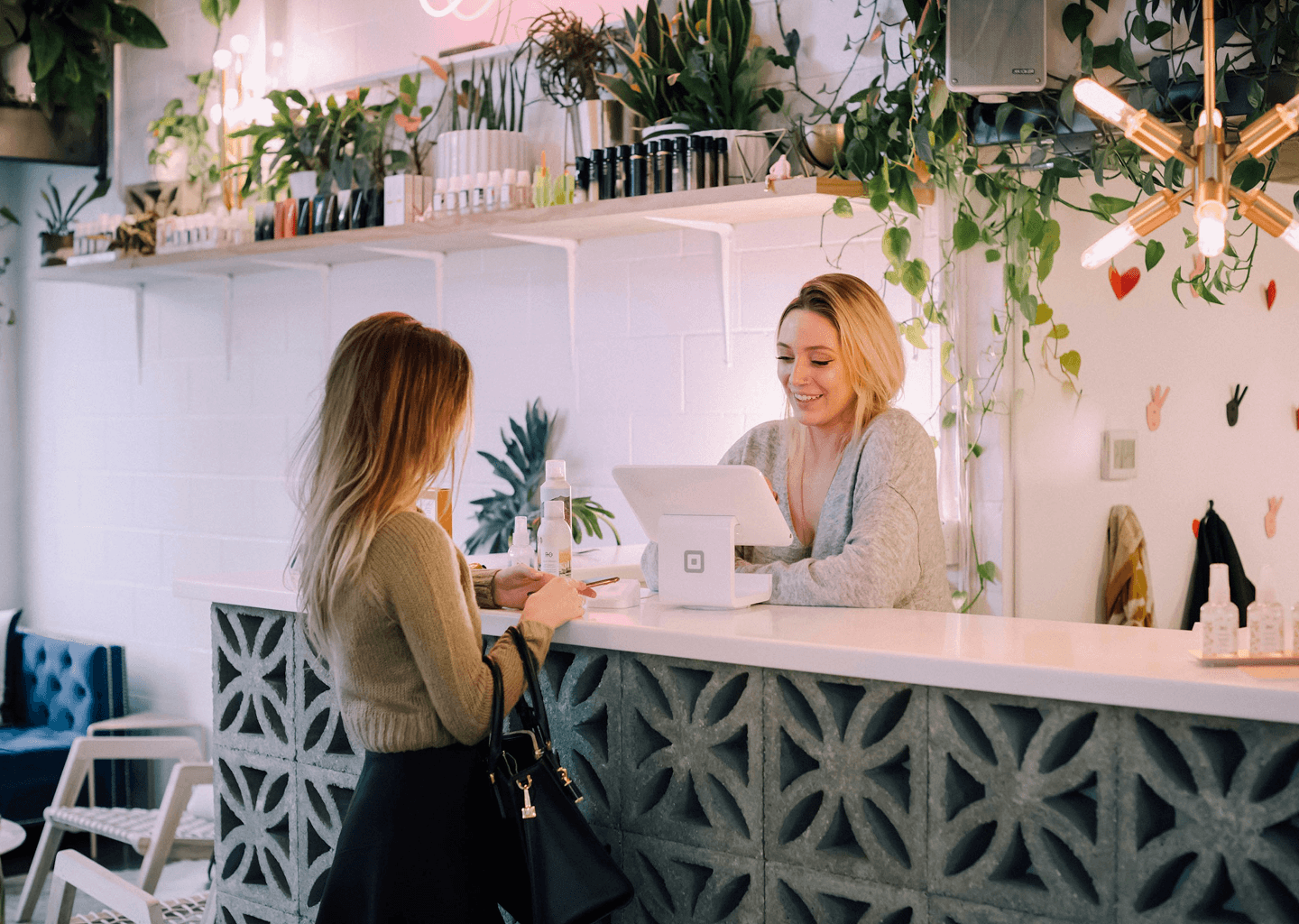Retail environment with plants and products